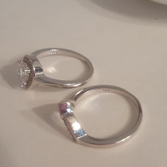 Crowned Pear Cut 2 Piece Bridal Wedding Ring Set - Picture 8 of 8